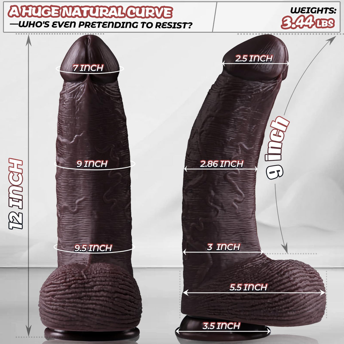 12 inch Black Silicone Dildo E891870