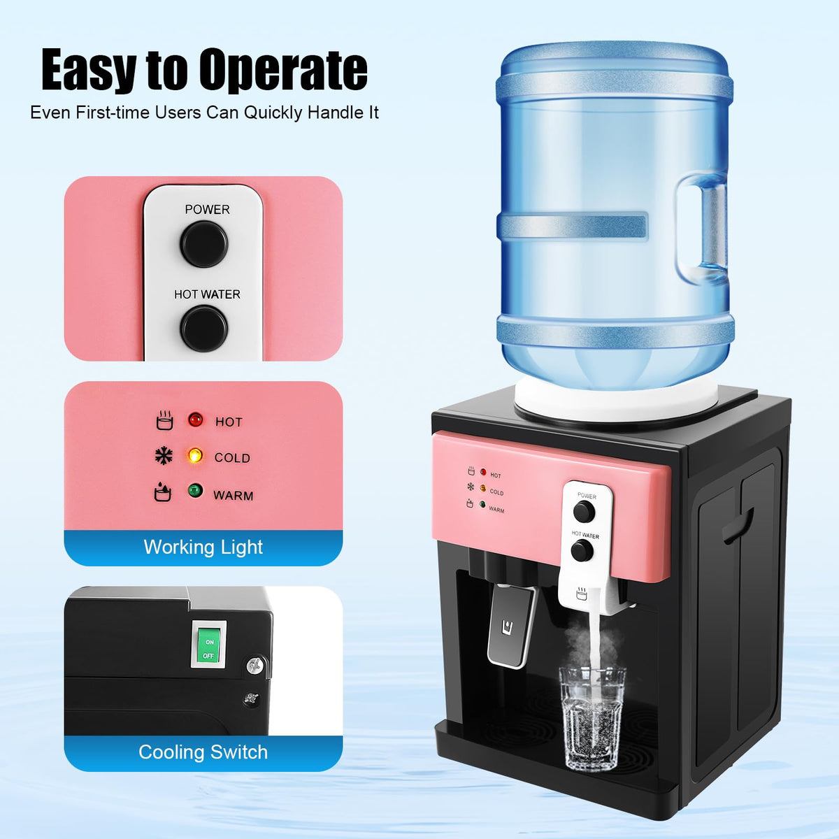 Top Loading Countertop Water Dispenser, 3 Temperature Setting S98376