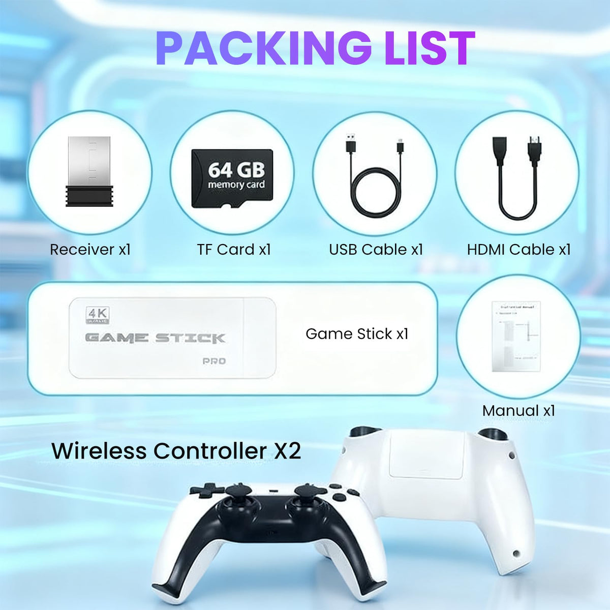 Wireless Plug and Play Retro Game Console with 20000+ Games and Dual 2.4G Wireless Controller R68789
