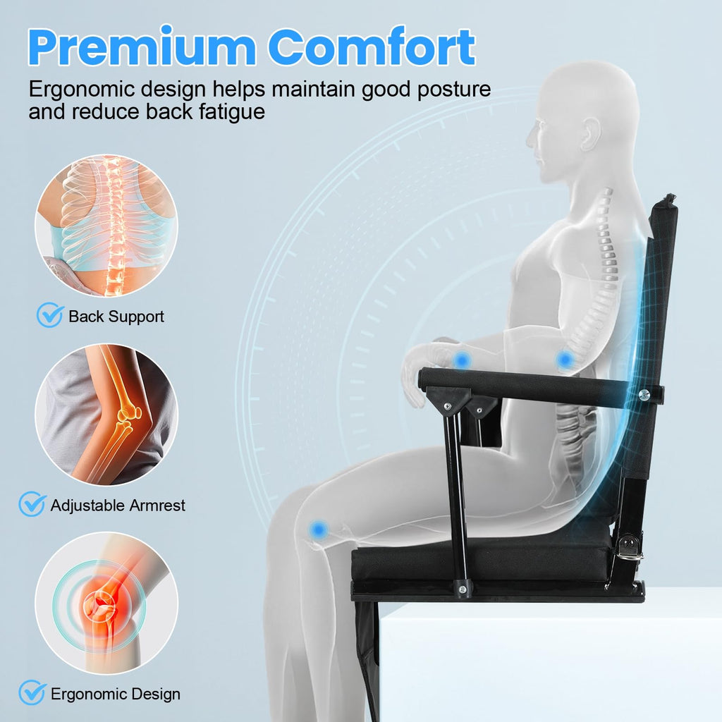 2 Pcs Black Stadium Seats with Back Support and Cushion N345881