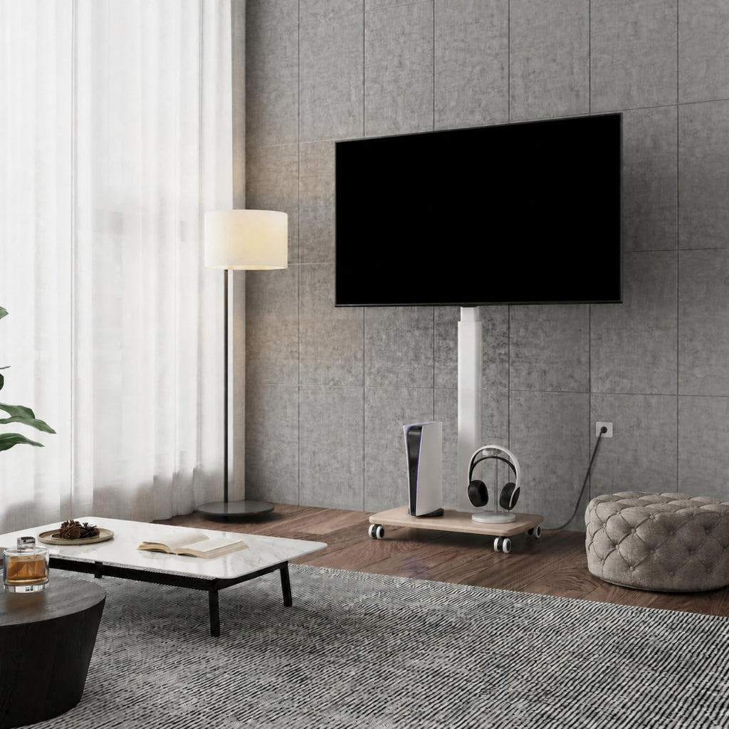 White Rolling TV Stand for 32-75 Inch TVs W777907