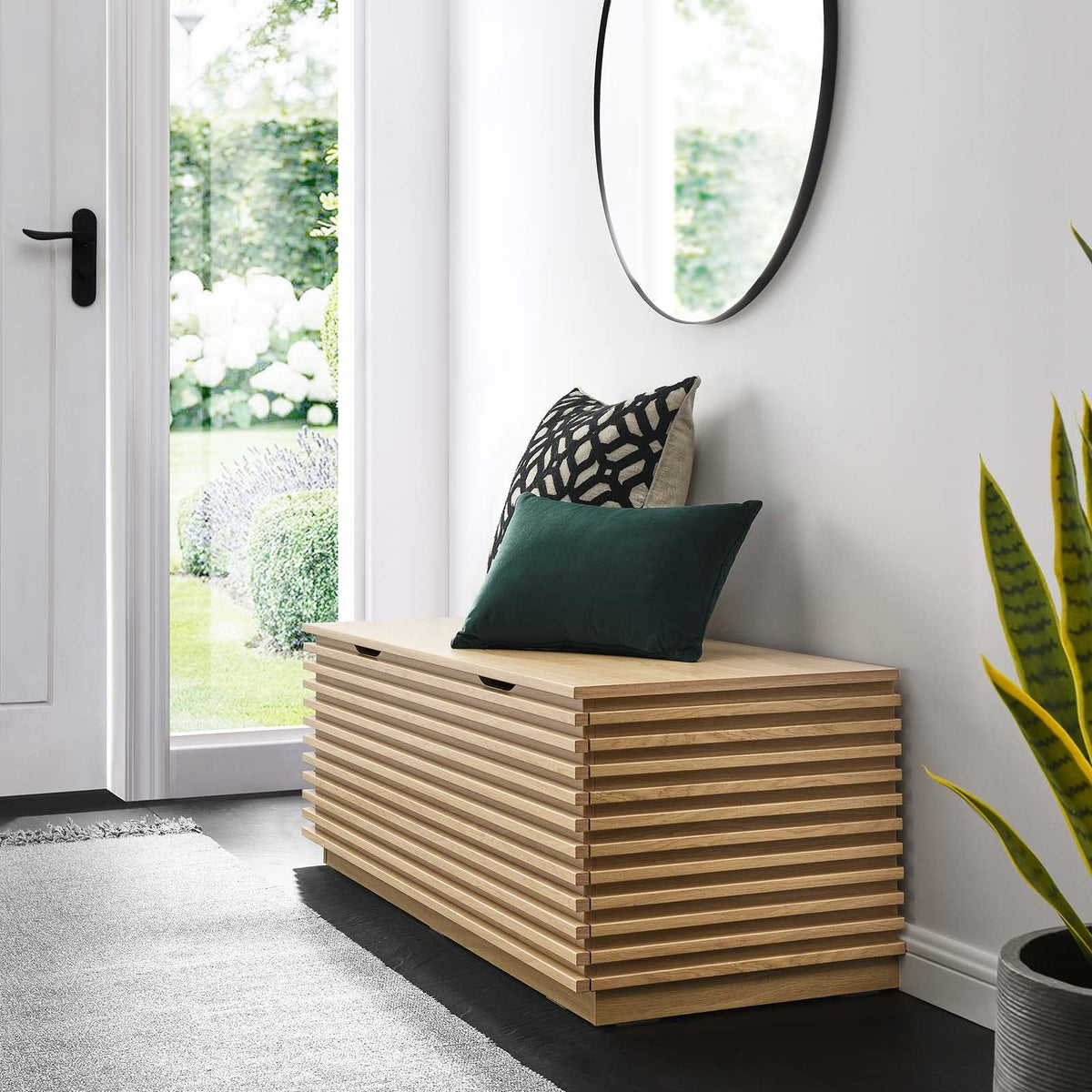 Oak Wood Grain Storage Bench W724