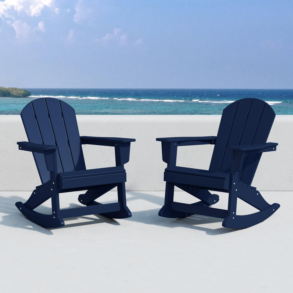 Navy Blue Poly Adirondack Chair Set of 2 W2095