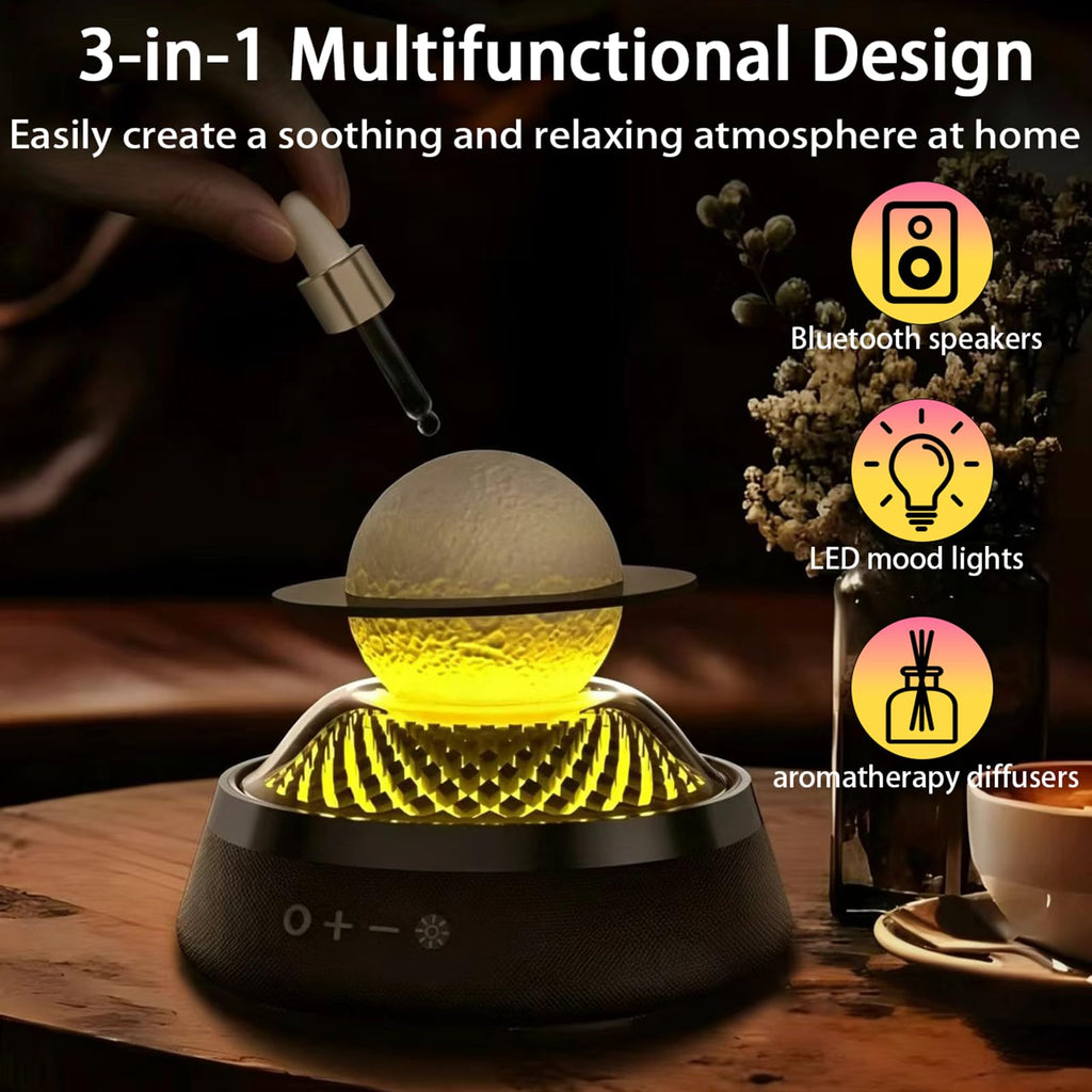 Black Portable Bluetooth Speaker with LED Night Light and Essential Oil Diffuser X25571