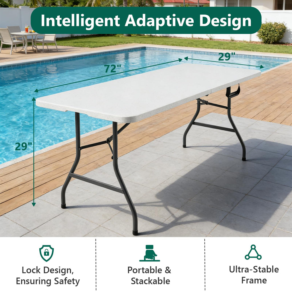 2 Pack 6ft Heavy Duty Folding Table White R1596