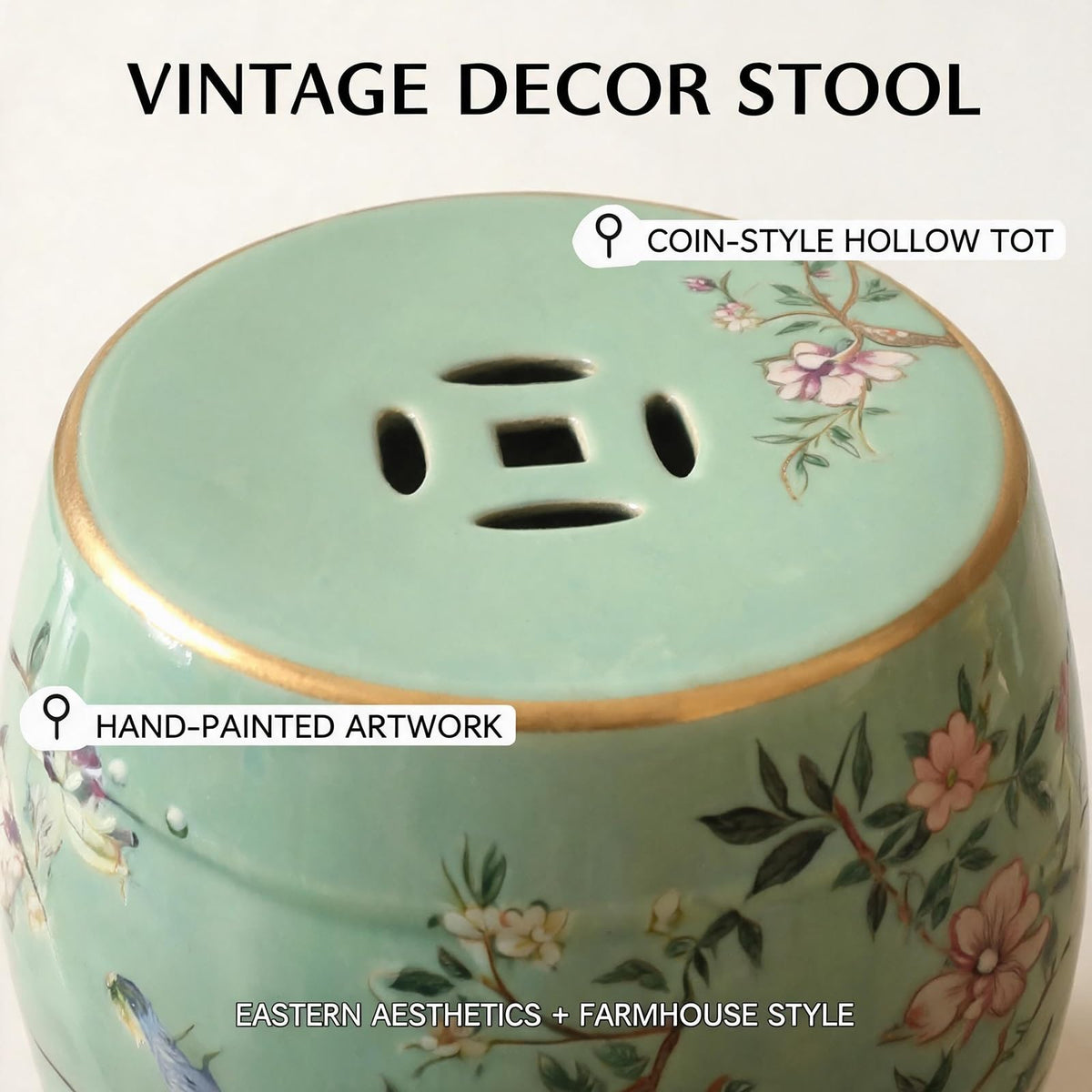 Hand-Painted Blue White Ceramic Garden Stool Q743409