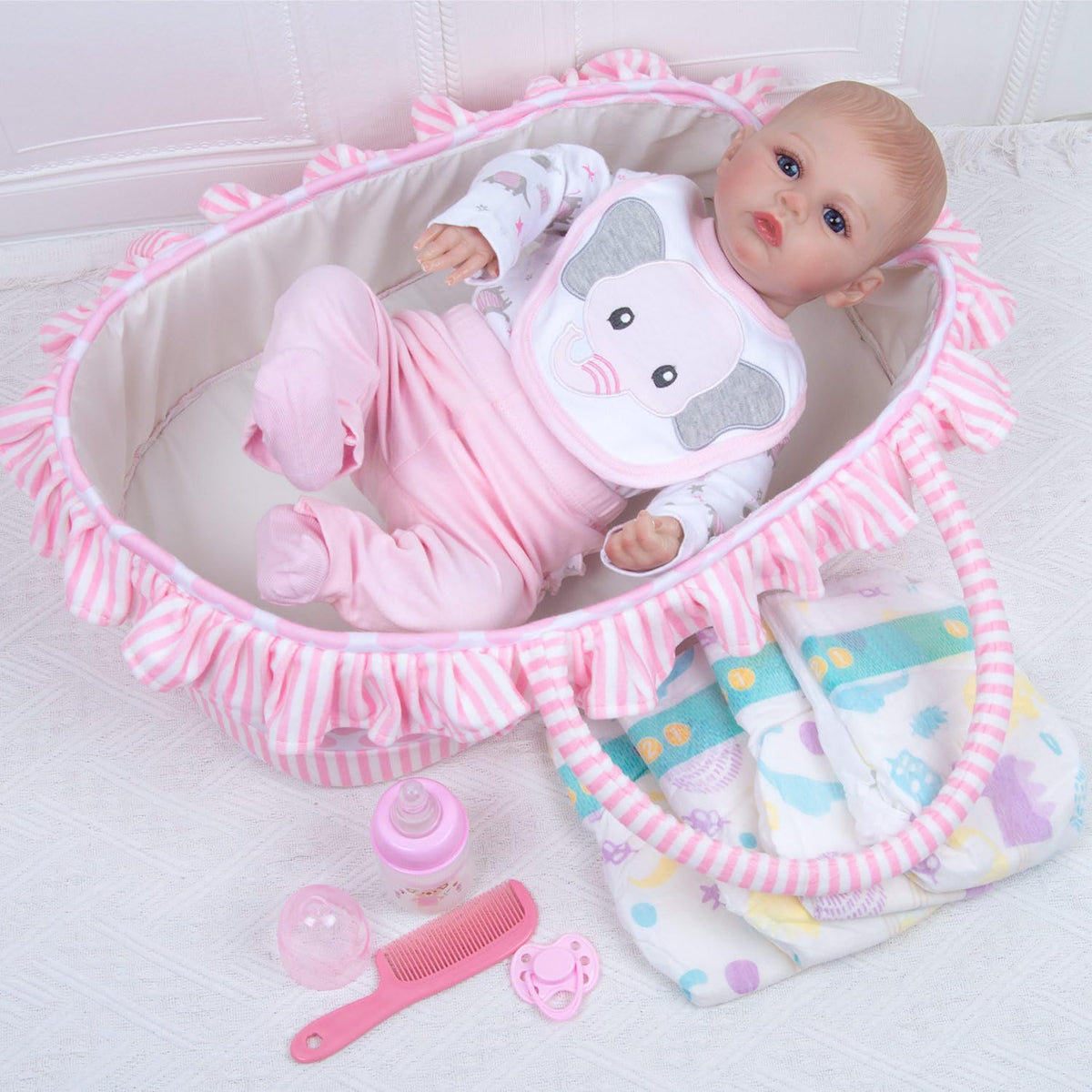 Reborn Baby Doll Clothes with Bassinet for 18-22 Inch Dolls G5588