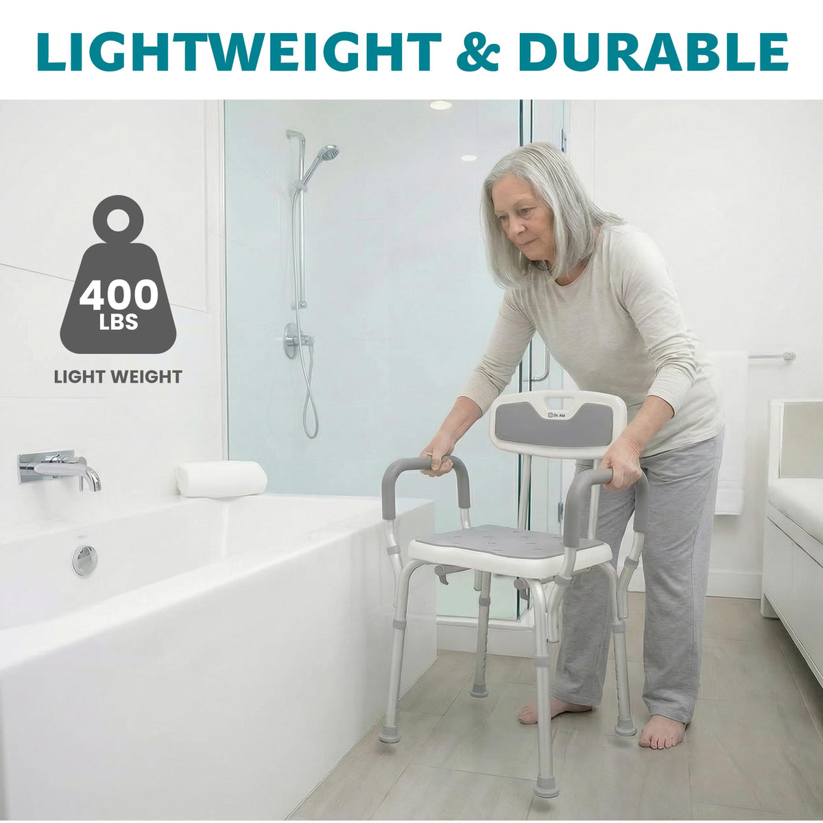 Shower Chair, 6-Height Adjustable, 400 lbs W532