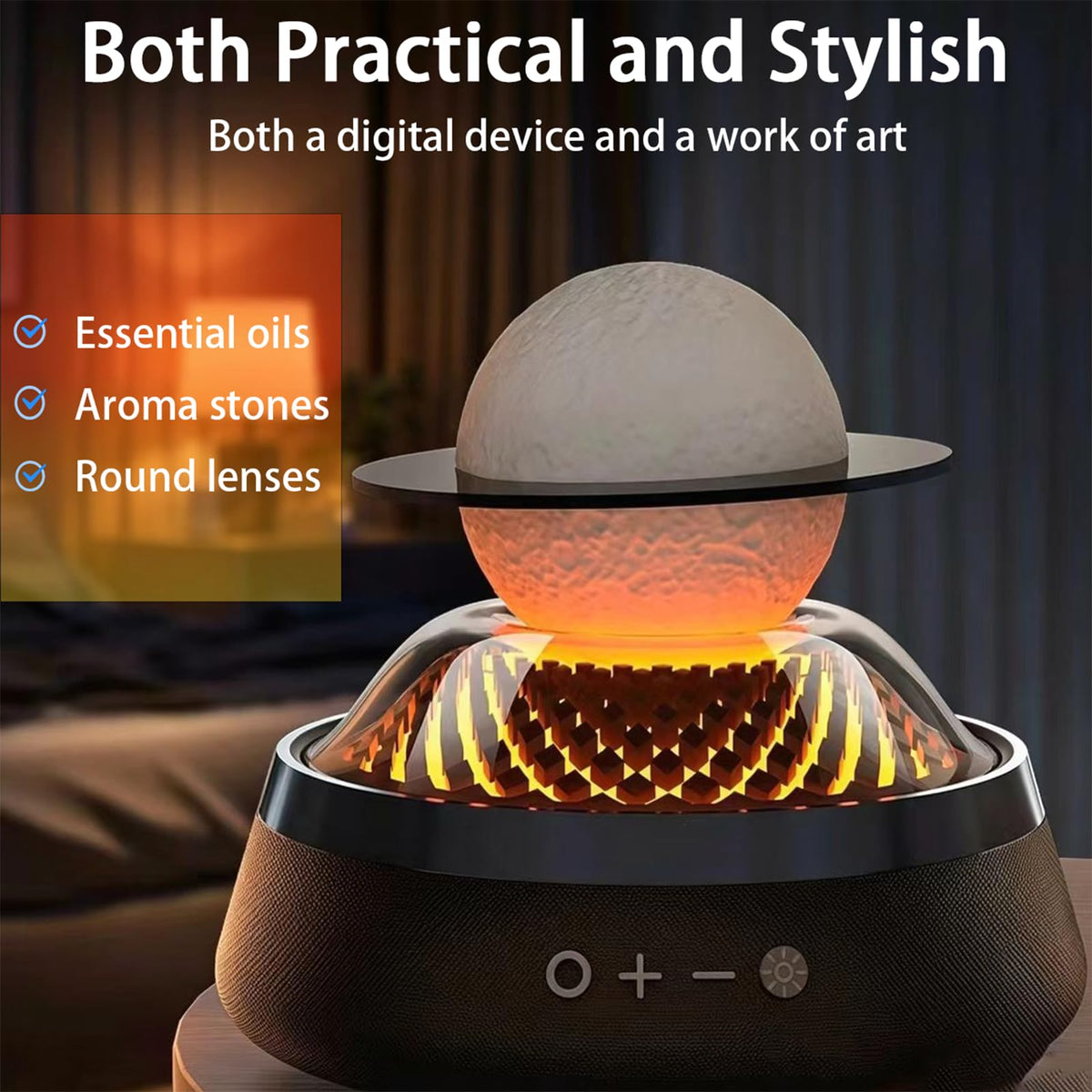 Black Portable Bluetooth Speaker with LED Night Light and Essential Oil Diffuser X25571
