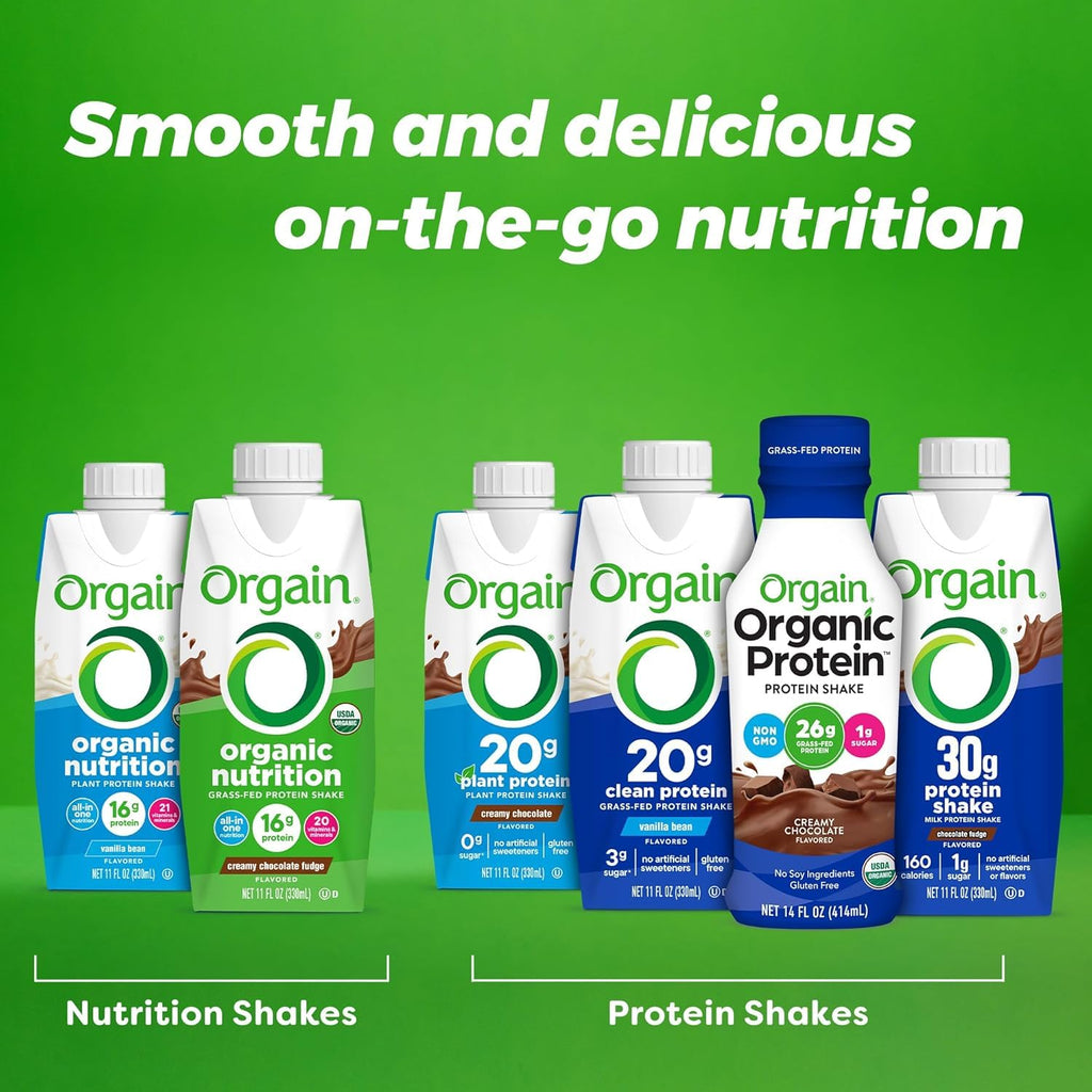Organic Vegan Protein Shake Smooth Chocolate & Vanilla Bean 16g 11 Fl Oz E72572