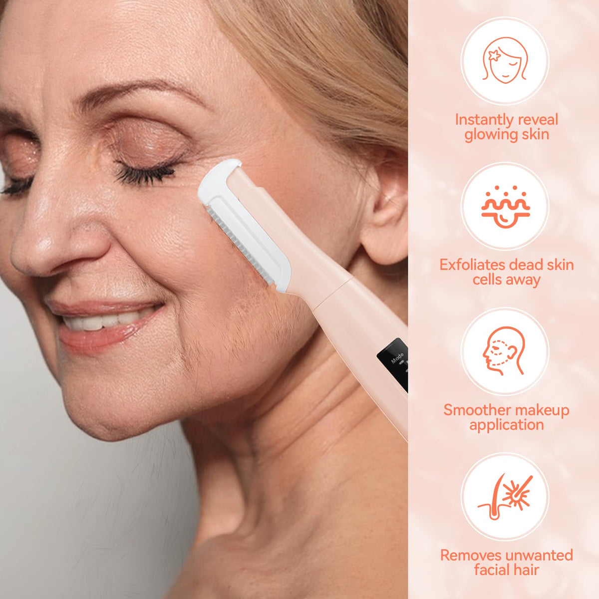 Pink Rechargeable Facial Razor with 8 Blades M717588