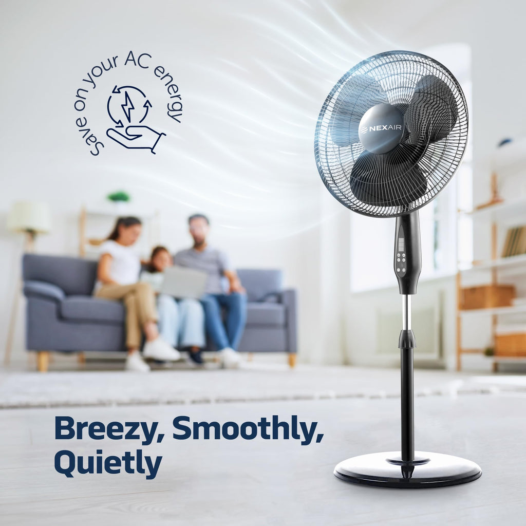 16 Inch Oscillating Pedestal Fan with Remote Control, 3 Speed, Adjustable Height M18018