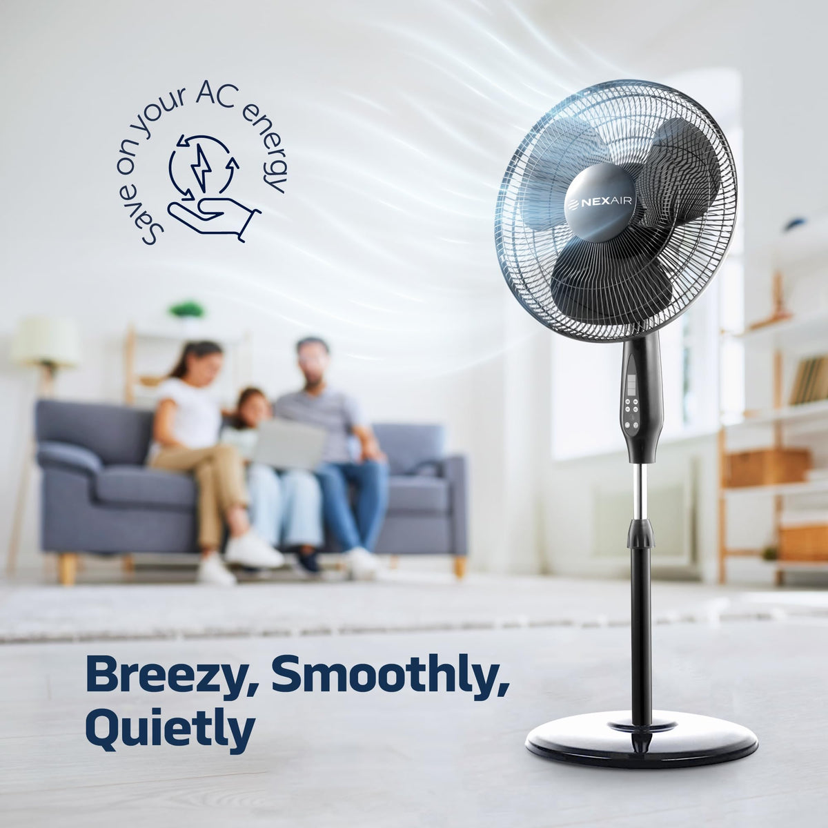 16 Inch Oscillating Pedestal Fan with Remote Control, 3 Speed, Adjustable Height M18018