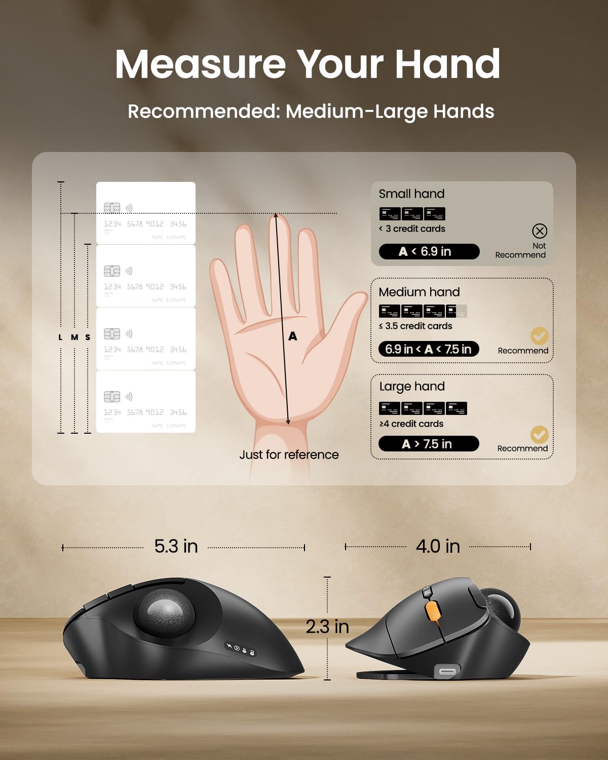 Wireless Trackball Mouse, Adjustable Angle, Gray R684