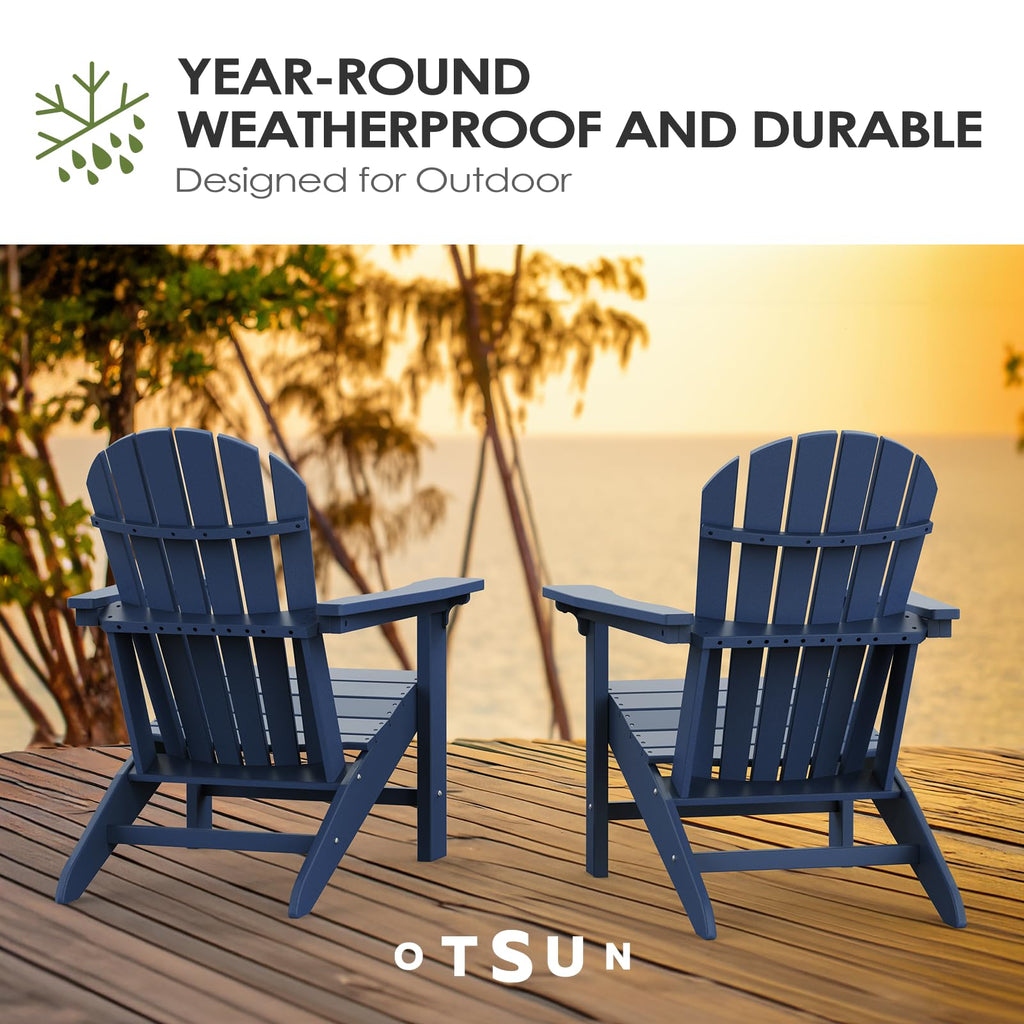 HDPE All-Weather Adirondack Chair 380 lbs Capacity Dark Blue M9164