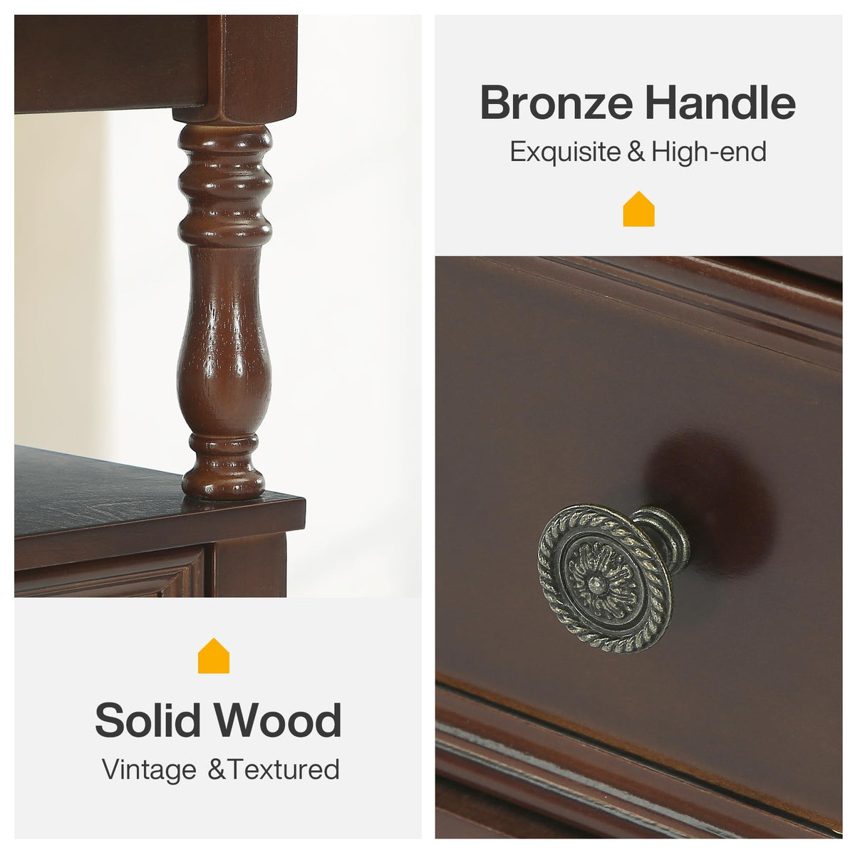 Cherry Finish Wood End Table with 2 Drawers Q269058