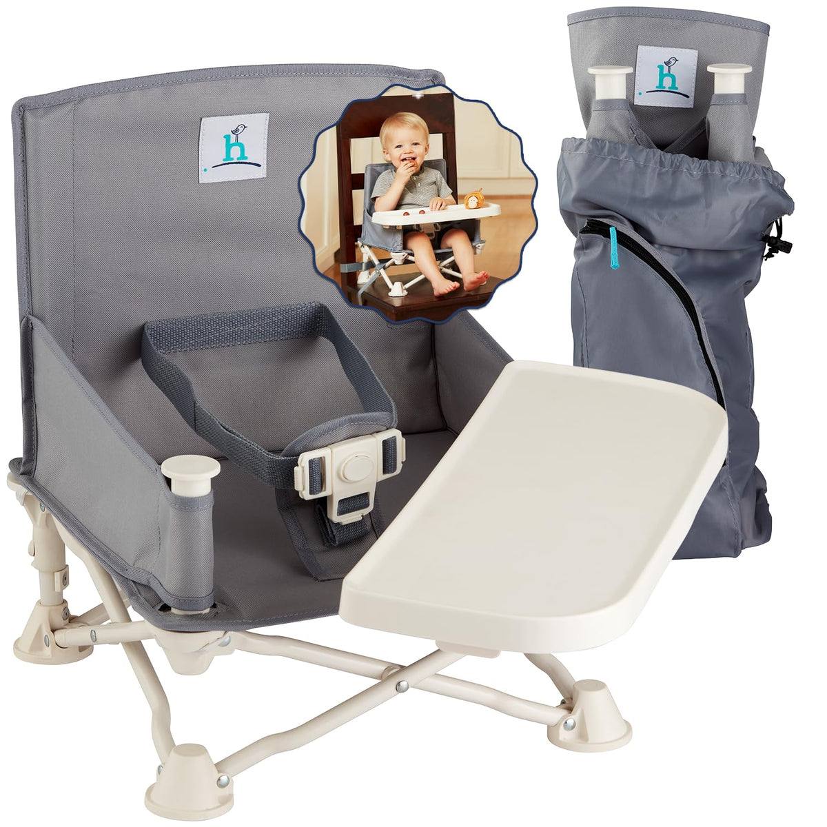 Grey Booster Seat with Tray P2687