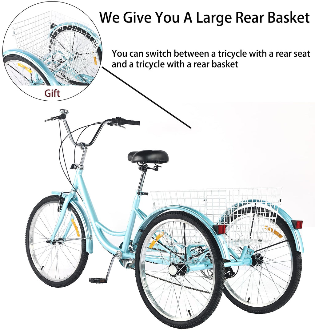 7 Speed Adult Tricycle with Child Seat and Rear Baskets T940