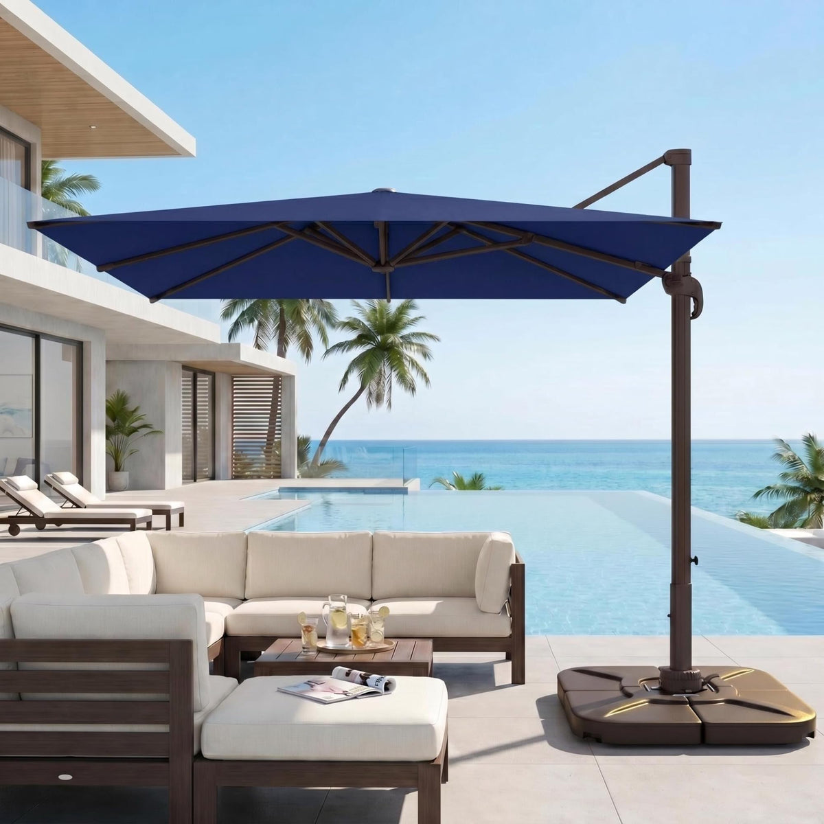 9' X 12' Aluminum Cantilever Patio Umbrella with 360-degree Rotation L2144