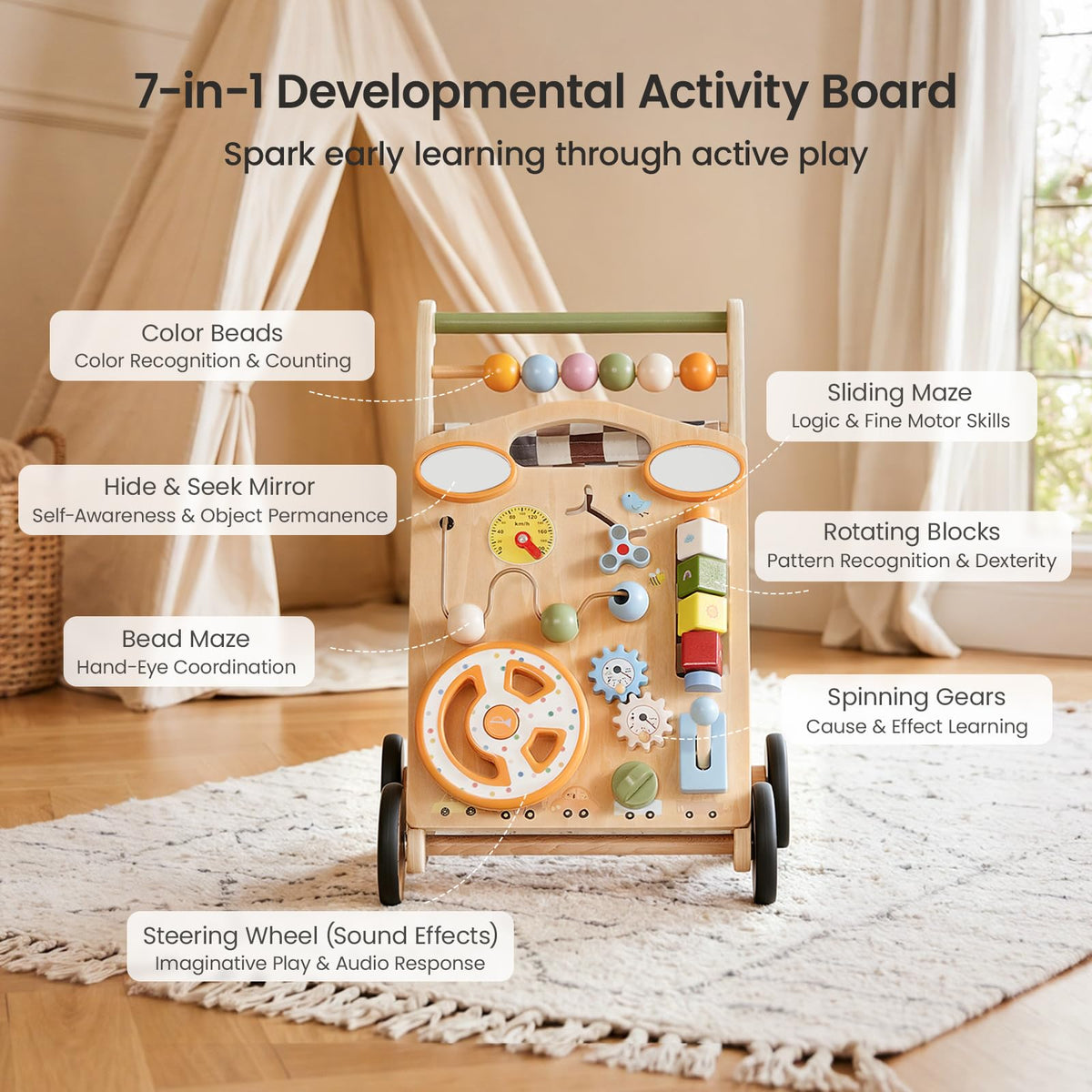 Wooden Baby Walker with Wheels X944