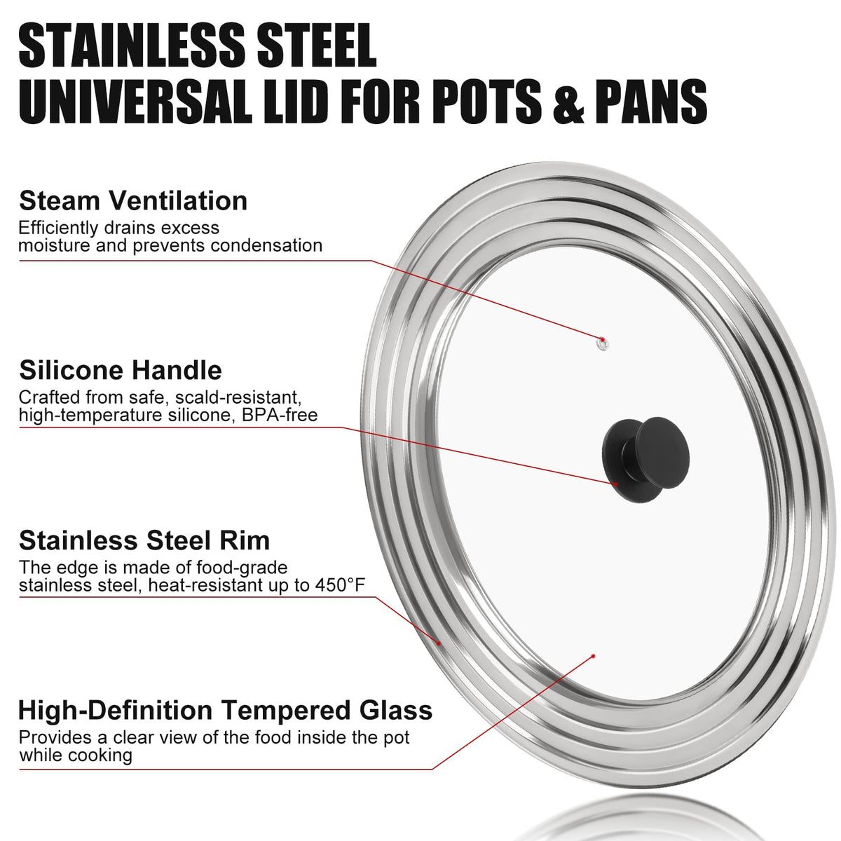 Universal Pan Lid for 11, 12 & 13 Inch Cookware L4722