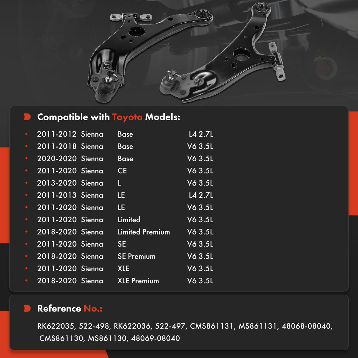 Front Lower Control Arm with Ball Joint & Bushing Y491