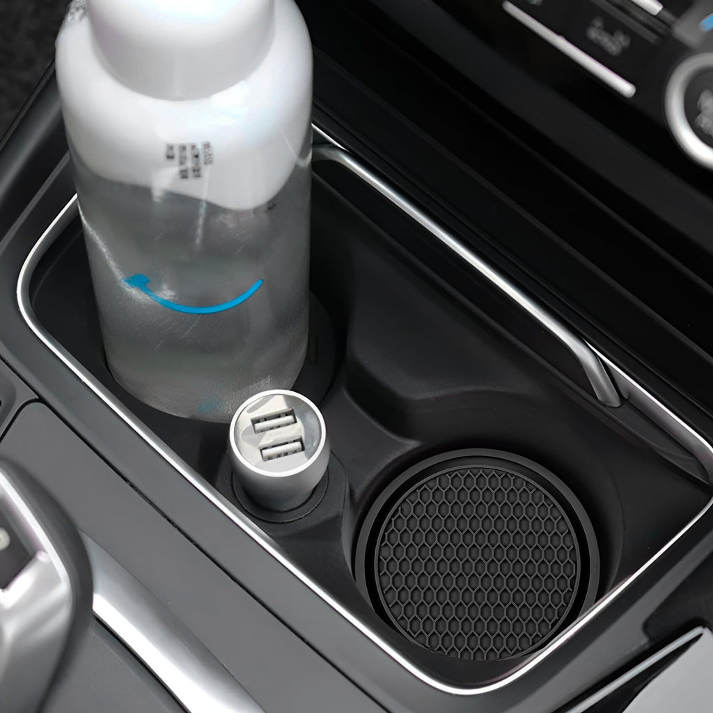 Black Non-Slip Silicone Car Cup Coasters G985278