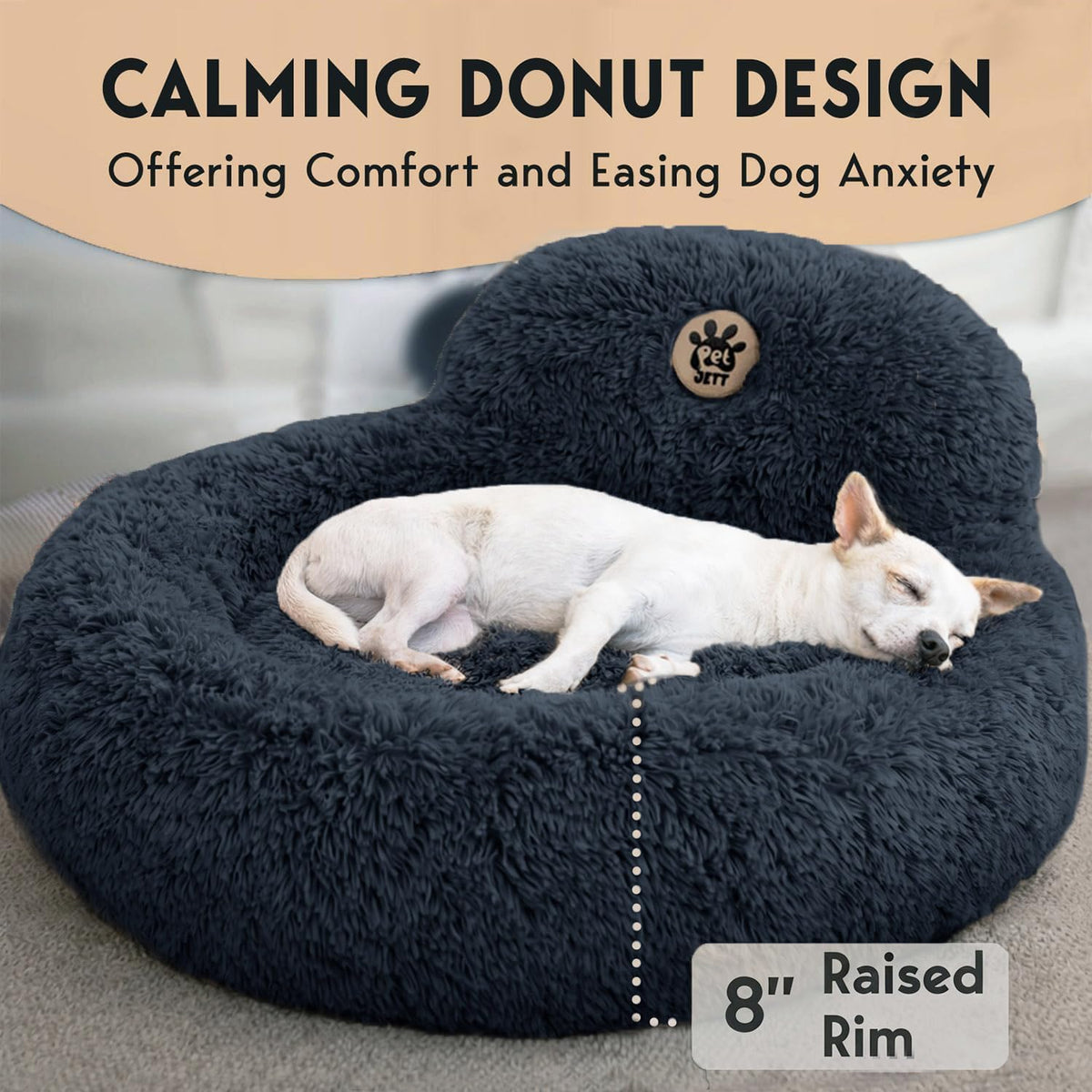Medium Size Washable Anti-Slip Fluffy Plush Round Dog Bed P28059