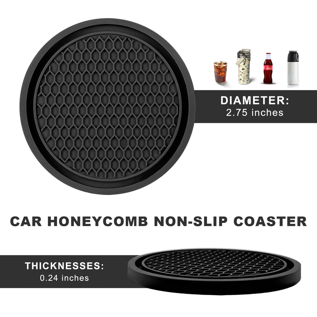 Black Non-Slip Silicone Car Cup Coasters G985278