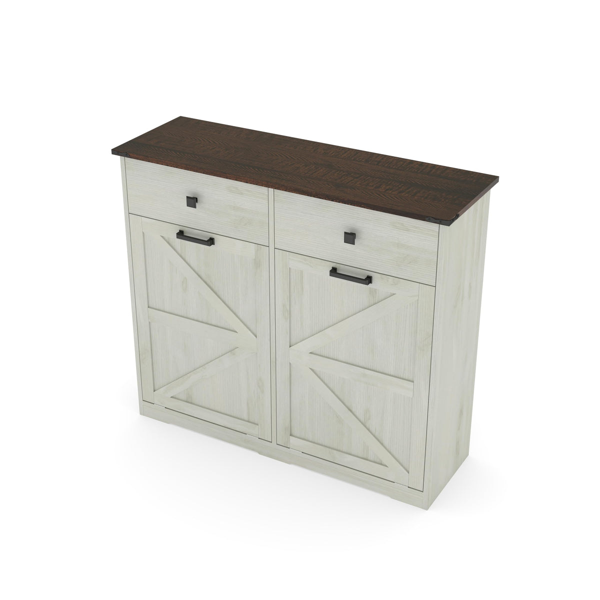 20 Gallon Double Tilt Out Laundry Hamper Cabinet with Drawers D859