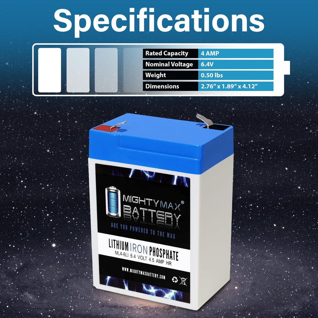 6V 4.5AH Lithium Replacement Battery W5460