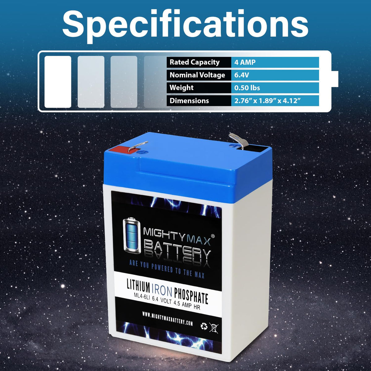 6V 4.5AH Lithium Replacement Battery W5460