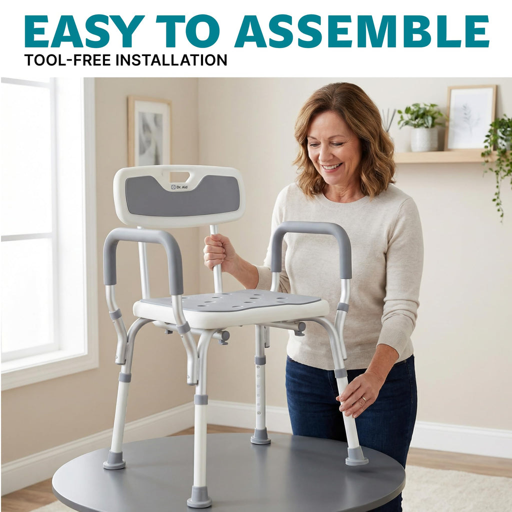 Shower Chair, 6-Height Adjustable, 400 lbs W532