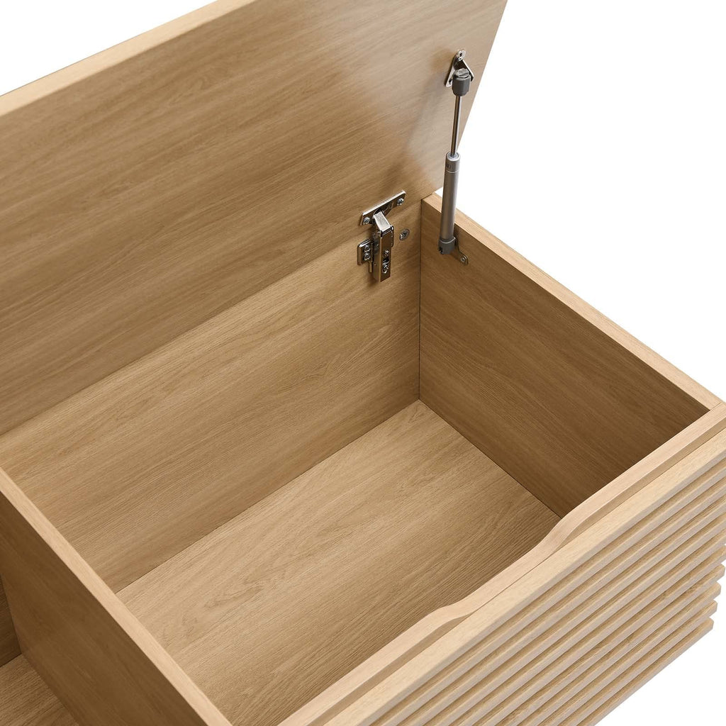 Oak Wood Grain Storage Bench W724