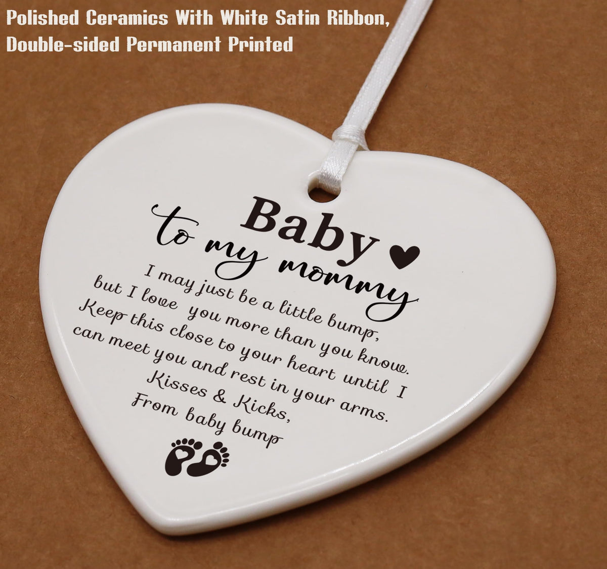 White Ceramic Heart Shaped Ornament V539482