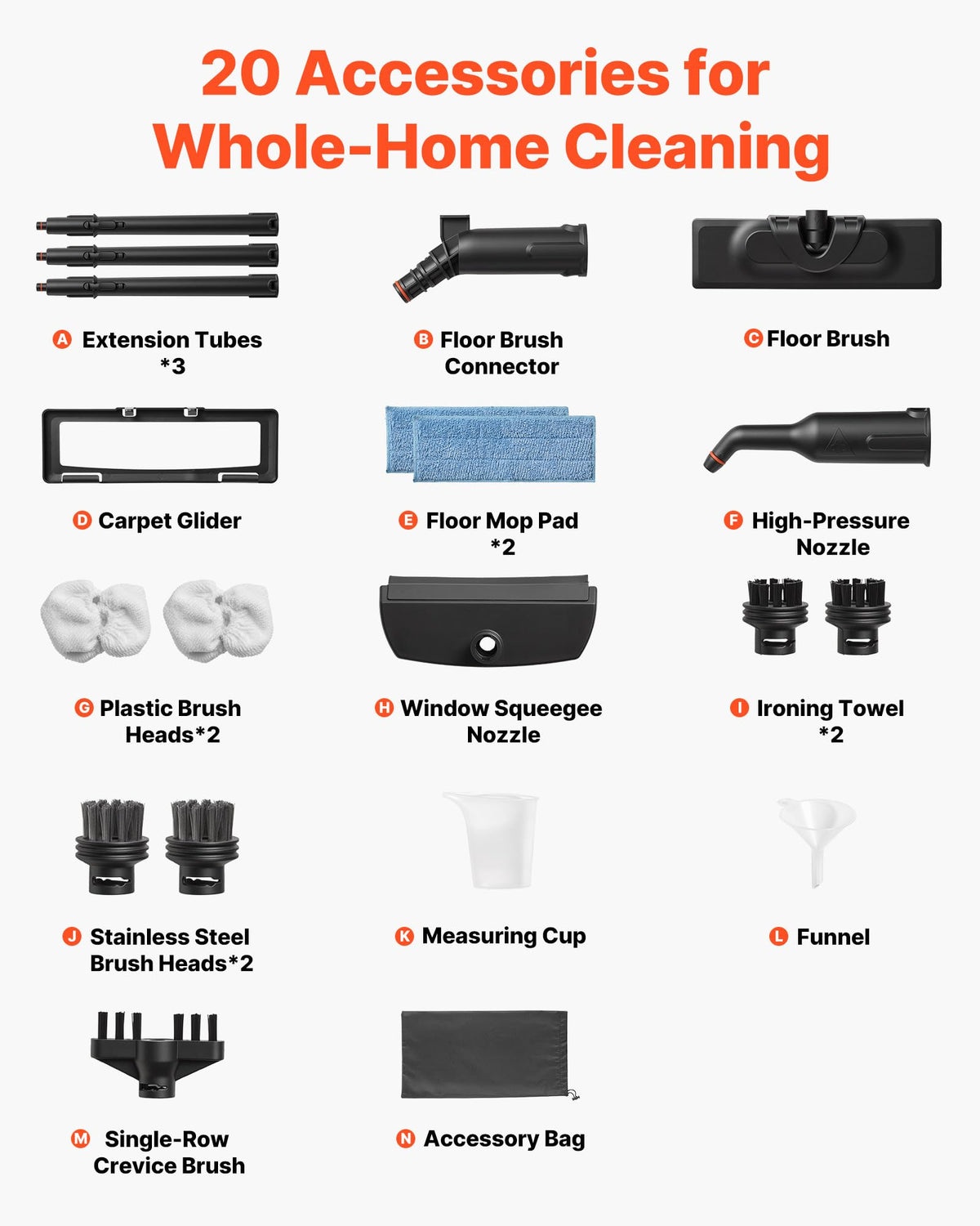 Portable Canister Steam Cleaner with 20 Accessories X18847