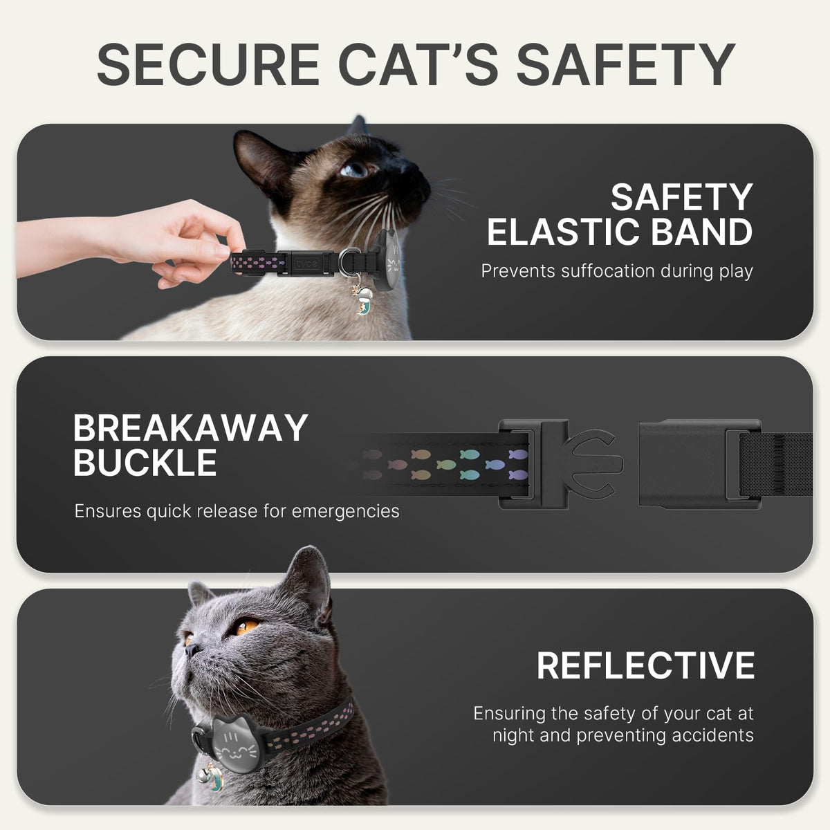 Reflective Breakaway Cat Collar with Bell C7728