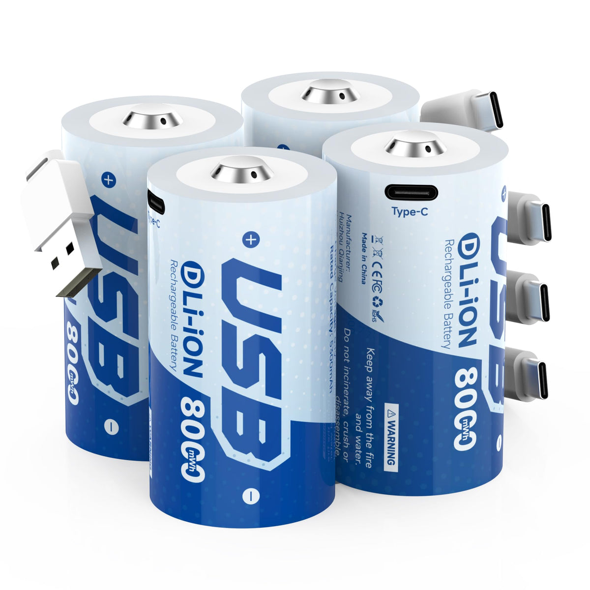 Rechargeable Lithium D Batteries 4 Pack C620561