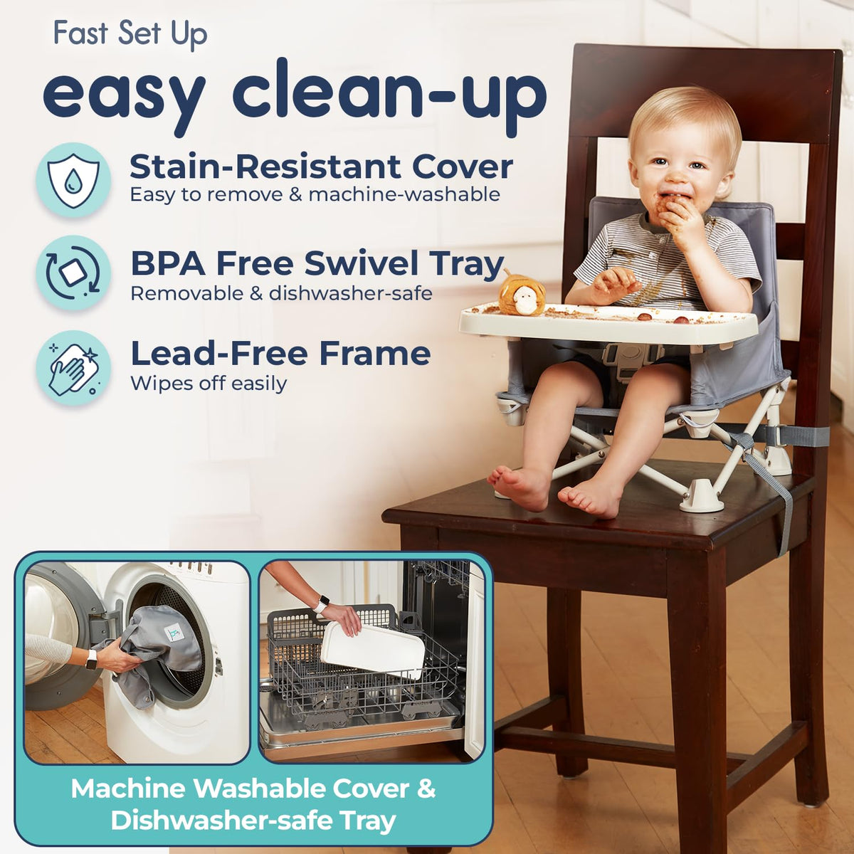 Grey Booster Seat with Tray P2687