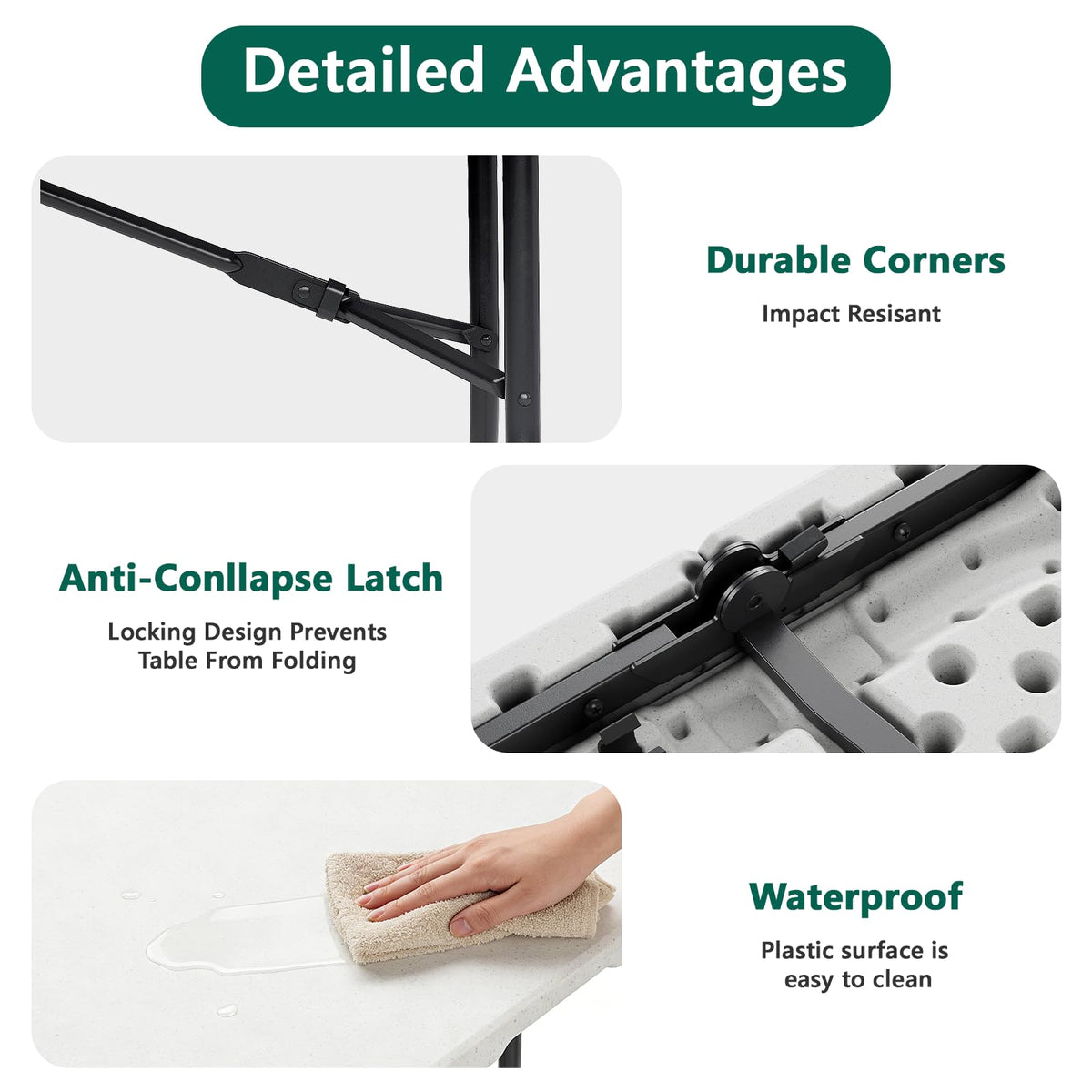 2 Pack 6ft Heavy Duty Folding Table White R1596
