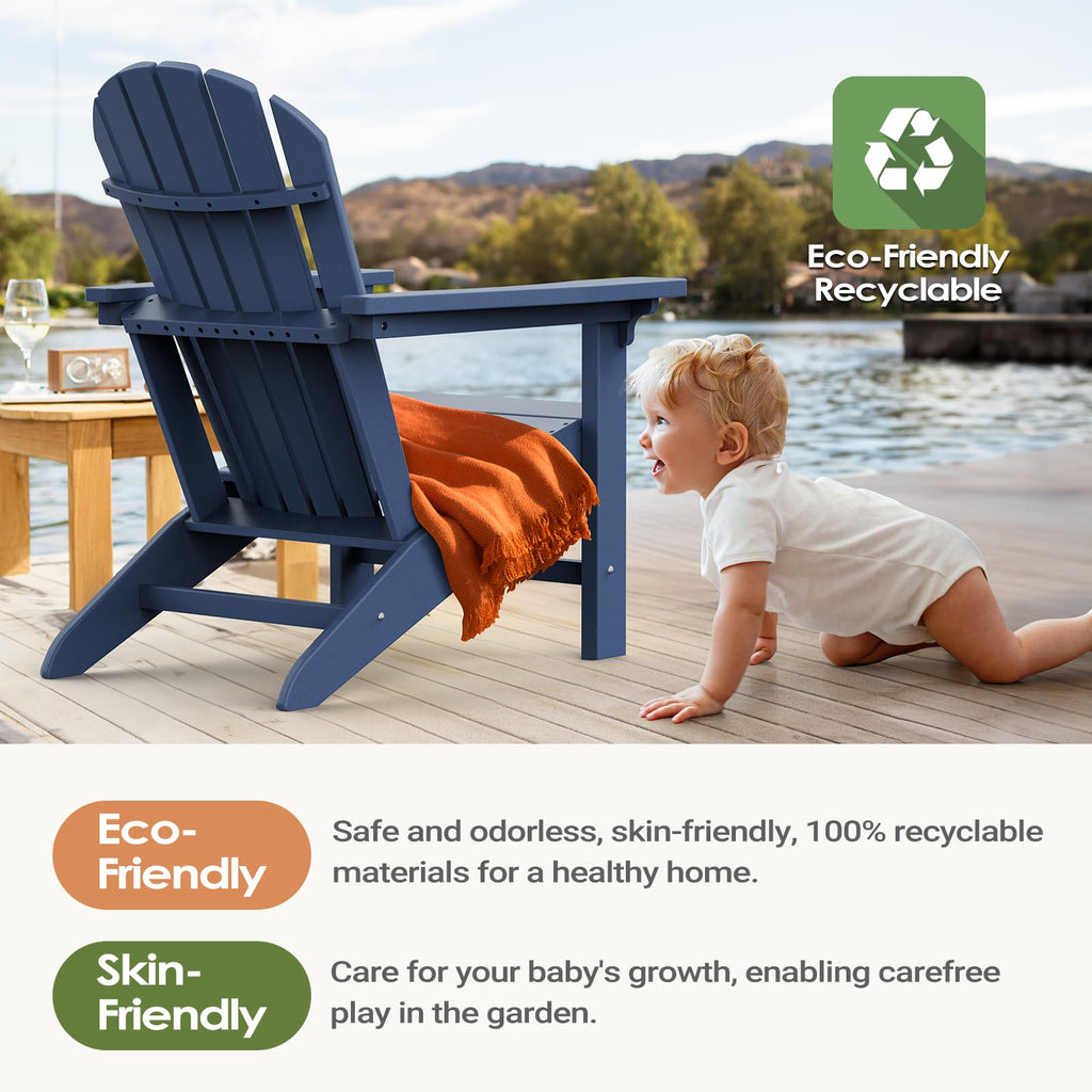 HDPE All-Weather Adirondack Chair 380 lbs Capacity Dark Blue M9164