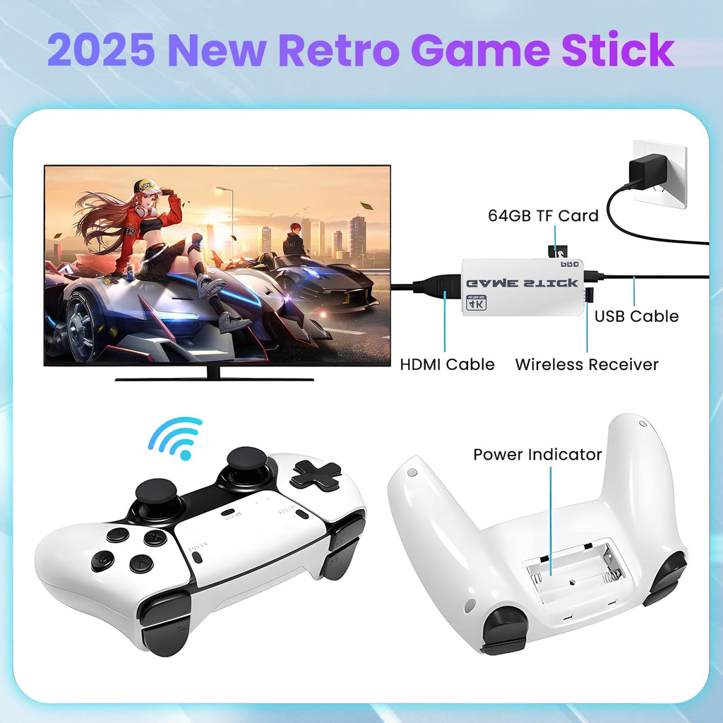 Wireless Plug and Play Retro Game Console with 20000+ Games and Dual 2.4G Wireless Controller R68789