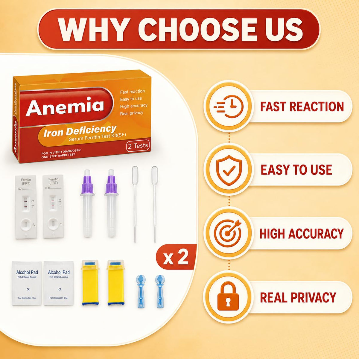 Iron Deficiency at Home Test Kit 2 Pack H44526