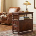Cherry Finish Wood End Table with 2 Drawers Q269058