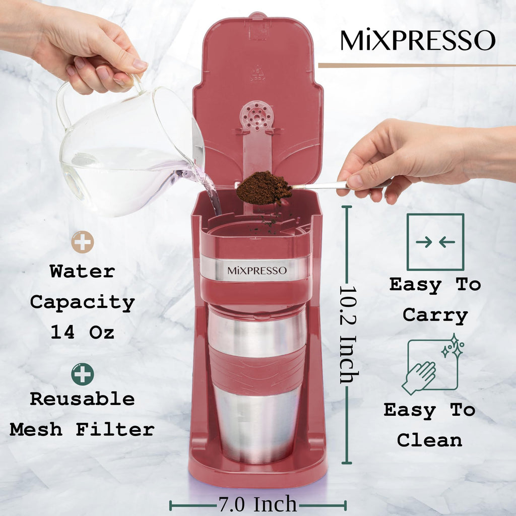 Single Serve Coffee Maker with 14oz Travel Mug Red O55522