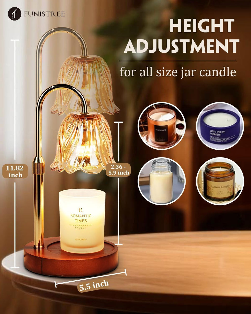 Gold Candle Warmer Lamp with Timer & Dimmer N843