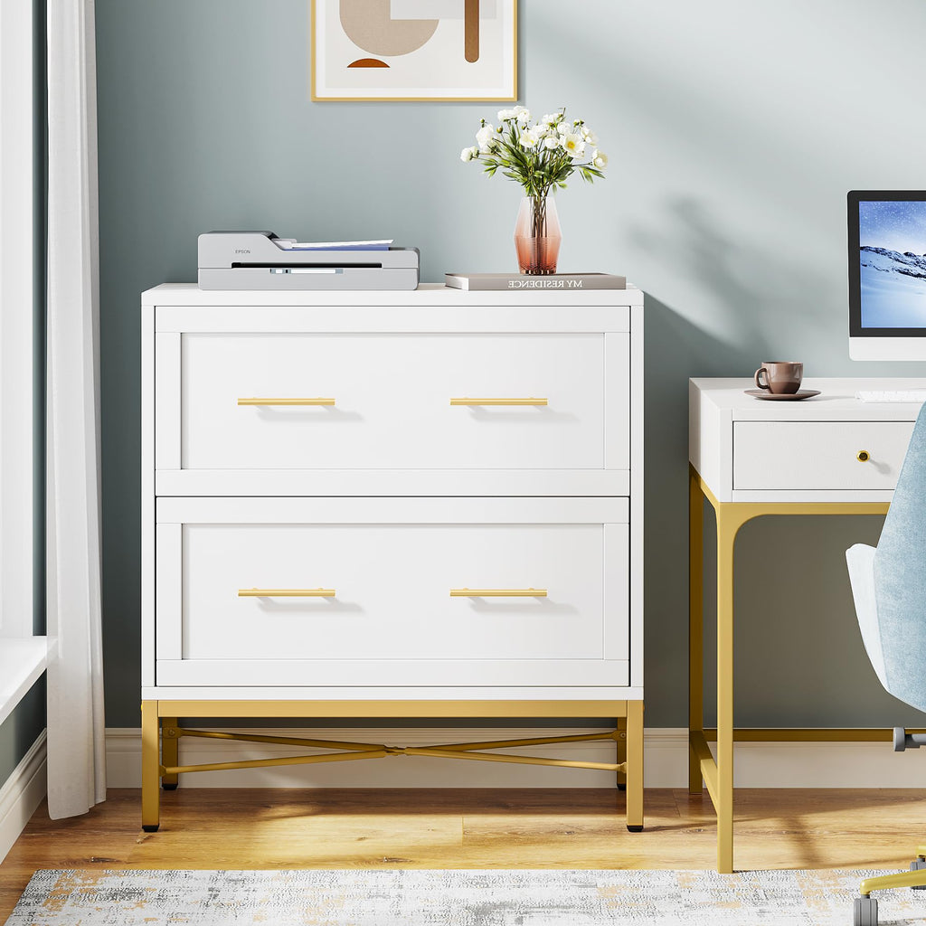 White 2 Drawer Wood File Cabinet K7890
