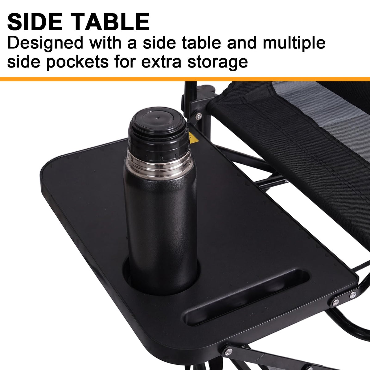 2 Pack Extra Tall Folding Camping Chair with Side Table K48045