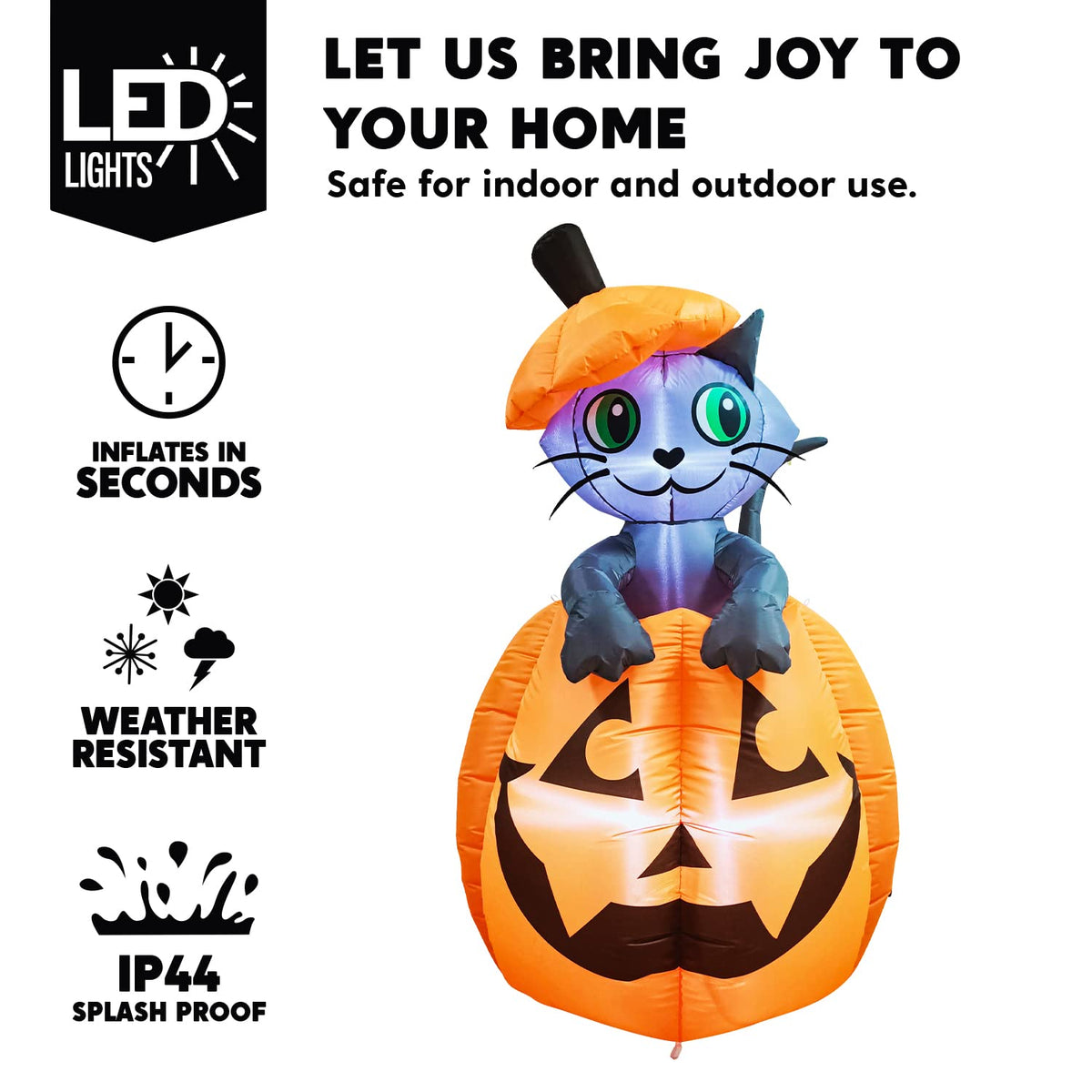 5 FT Animated Pumpkin Inflatable with LEDs B265