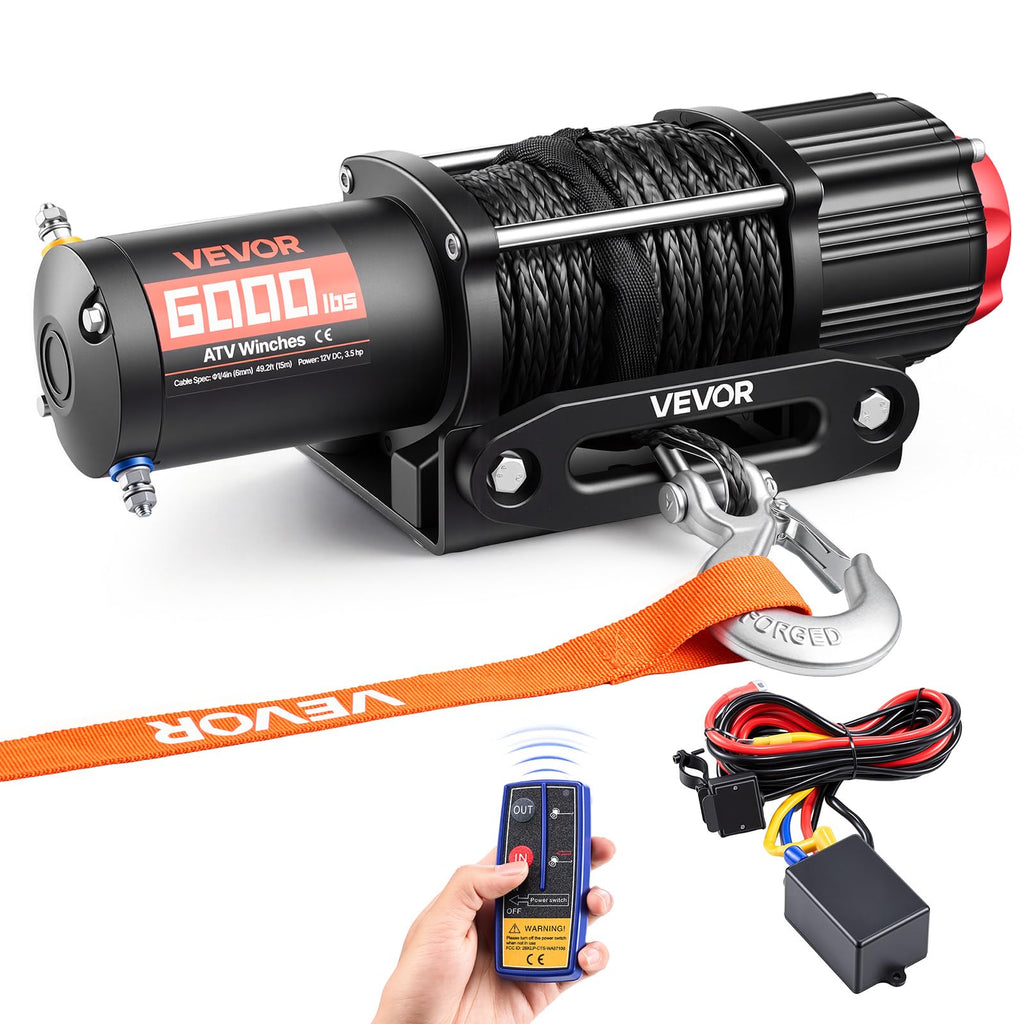 6000 lbs 12V Electric Winch with Synthetic Rope I486